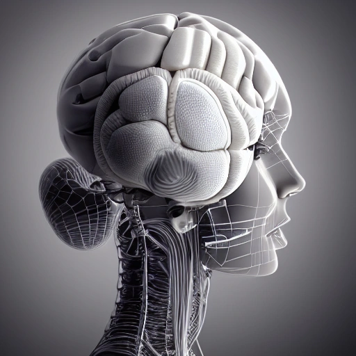 complex 3d render ultra detailed of a beautiful porcelain human brain, cyborg, robotic parts, 250 mm, beautiful studio soft light, rim light, vibrant details, luxurious cyberpunk, lace, hyperrealistic, cable electric wires, microchip, elegant, beautiful background, octane render, H. R. Giger style, 8k