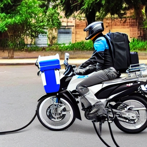 Gas home delivery by motorbike, Cartoon