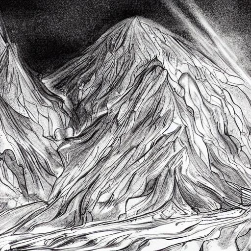 Award-winning, 4K digital painting in the style of . Detailed and intricate depiction of a music volcano, masterfully capturing the chaos and drama of the scene. Beautiful lighting and cinematic composition make this piece a true masterpiece, trending Pencil Sketch