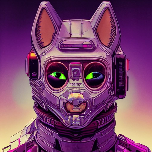 portrait painting of a cyberpunk cat - headed cyborg, sharp focus, award - winning, trending on artstation, masterpiece, highly detailed, intricate. art by josan gonzales and moebius and deathburger