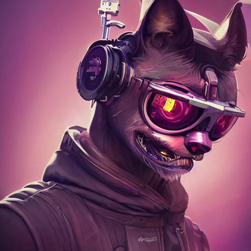 portrait painting of a cyberpunk cat - headed cyborg, sharp focus, , octane render, hyperrealistic, award - winning, trending on artstation, masterpiece, highly detailed, intricate. art by josan gonzales and moebius and deathburger, 3D