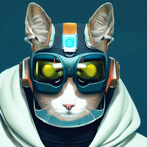 portrait painting of a cyberpunk cat - headed cyborg, sharp focus, , octane render, hyperrealistic, award - winning, trending on artstation, masterpiece, highly detailed, intricate. art by josan gonzales and moebius and deathburger, 3D