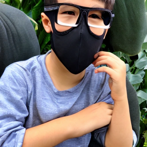 a boy with mask and specs