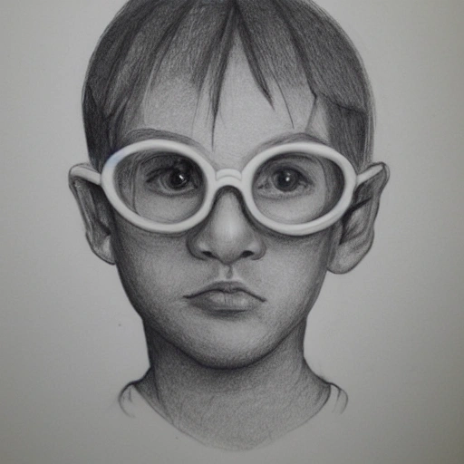 a boy with mask and specs, Pencil Sketch, Pencil Sketch, Pencil Sketch