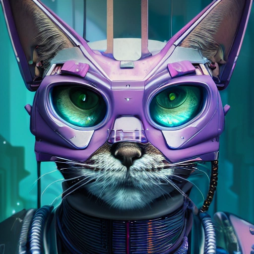 portrait painting of a cyberpunk cat - headed cyborg, sharp focus, , octane render, hyperrealistic, award - winning, trending on artstation, masterpiece, highly detailed, intricate. art by josan gonzales and moebius and deathburger, 3D