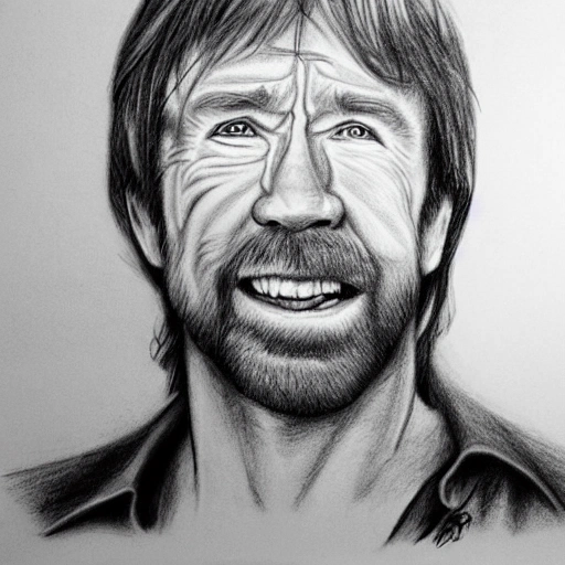 chuck norris with fary, Pencil Sketch