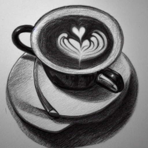 , Pencil Sketch, Trippy cup of coffee - Arthub.ai
