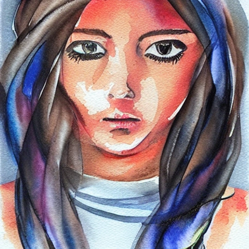 , woman, realist, Water Color