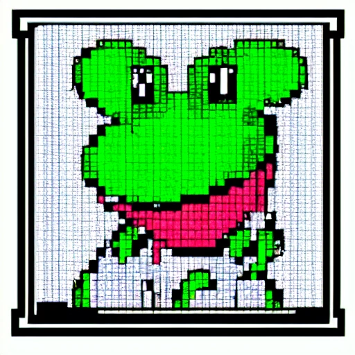 frog cartoon, pixelart 32x32 