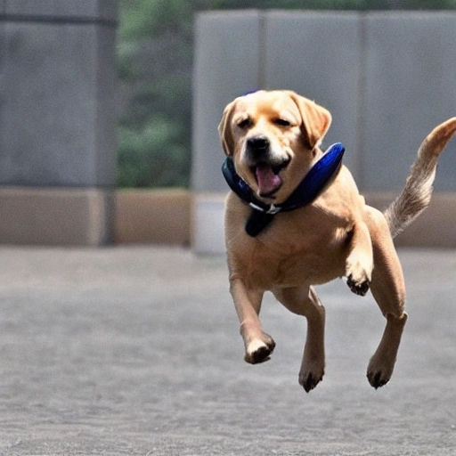 Un perro labrador volando