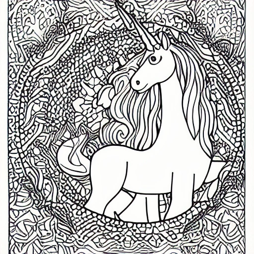 coloring book , unicorn and fairies