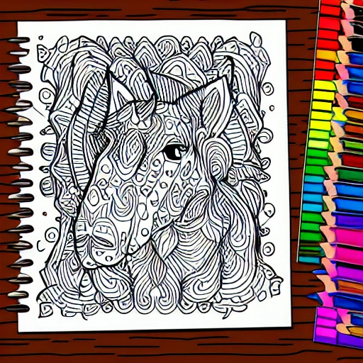 coloring book , unicorn , line art, page