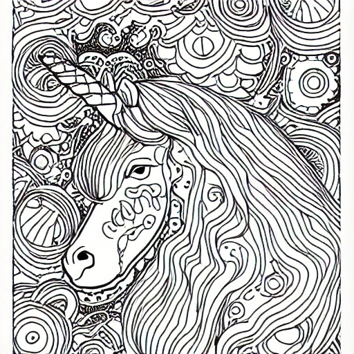 coloring book , unicorn , line art, simple,
 page
