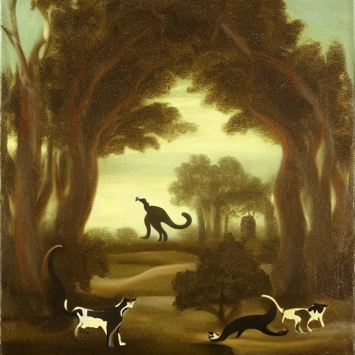 landscape with cats