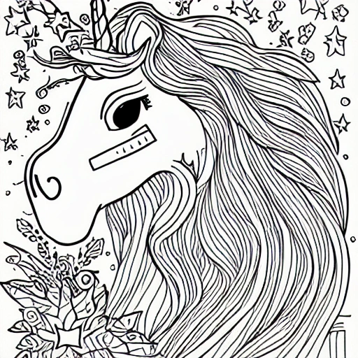 coloring book , unicorn ,  simple,
 page, for kids