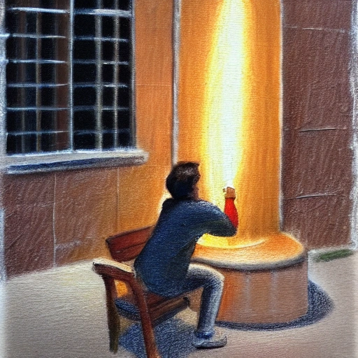 person lighting a patio heater
, Oil Painting, Pencil Sketch