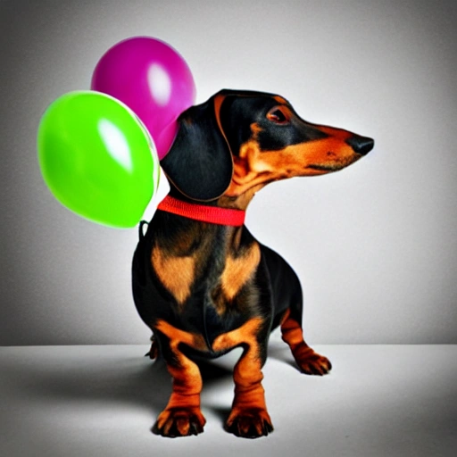 Dachshund with balloons