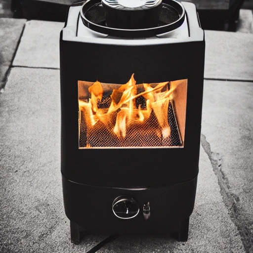 person turning on a propane patio heater, realistic style, type of photography, 600px wide by 800px high