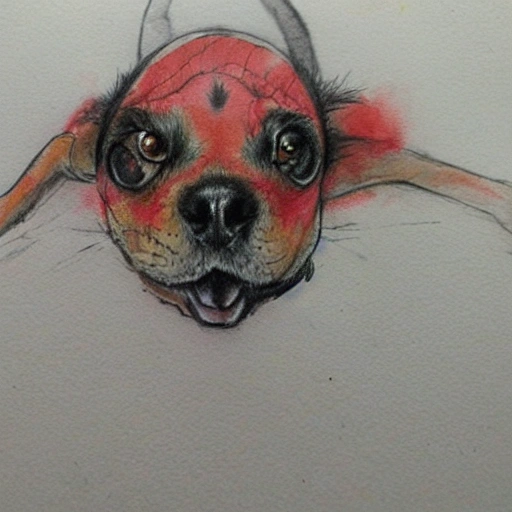 spider-dog, Pencil Sketch, Water Color