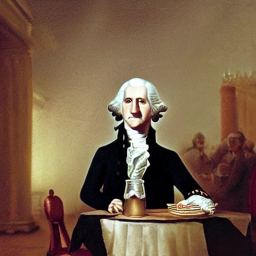 george washington tomando cafe
