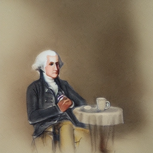 george washington tomando cafe
, Pencil Sketch, Water Color