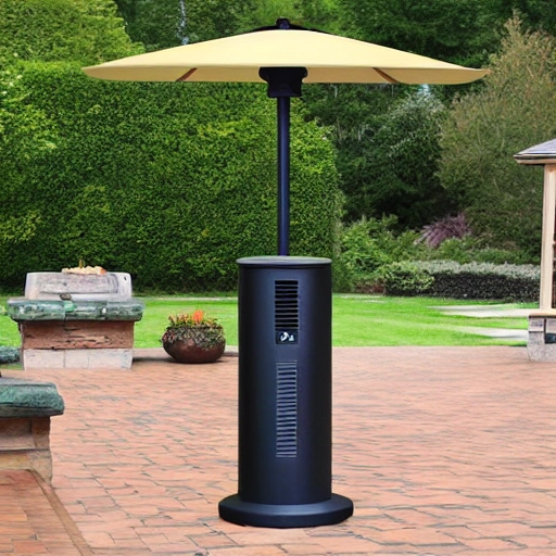 damaged patio heater, realistic style, high quality photographs.