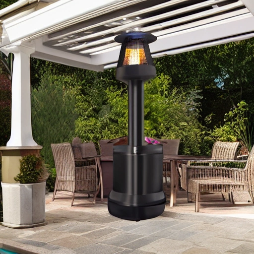 damaged patio heater, realistic style, high quality photographs.