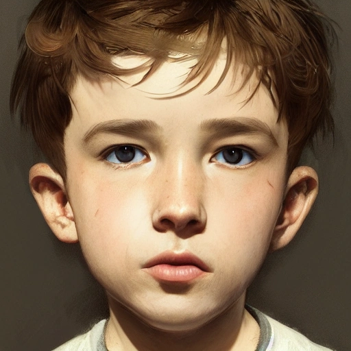 analog style, young boy, a lock of hair covers his right eye, delicate face with bloom by Sandro Botiicelli, Renaud Matgen, head and shoulders portrait, 8k resolution concept art portrait by Greg Rutkowski, Artgerm, WLOP, Alphonse Mucha dynamic lighting hyperdetailed intricately detailed Splash art trending on Artstation triadic colors Unreal Engine 5 volumetric lighting