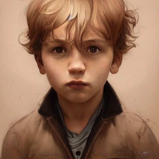 analog style, young boy, a lock of hair covers his right eye, delicate face with bloom by Sandro Botiicelli, Renaud Matgen, head and shoulders portrait, 8k resolution concept art portrait by Greg Rutkowski, Artgerm, WLOP, Alphonse Mucha dynamic lighting hyperdetailed intricately detailed Splash art trending on Artstation triadic colors Unreal Engine 5 volumetric lighting