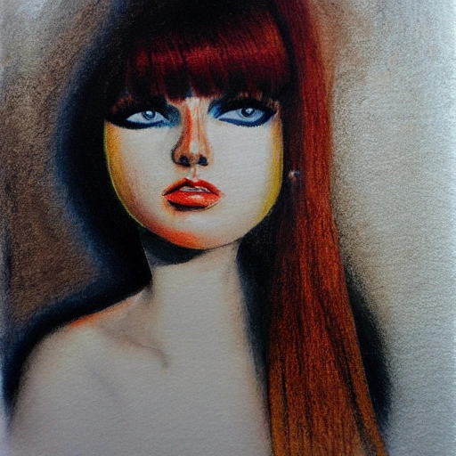 mujer rubia de ojos azules con un largo vestido rojo que fluye, solicitando un cóctel en un bar, en la víspera de año nuevo, en un futuro distópico de bladerunner , Oil Painting, Pencil Sketch, Water Color