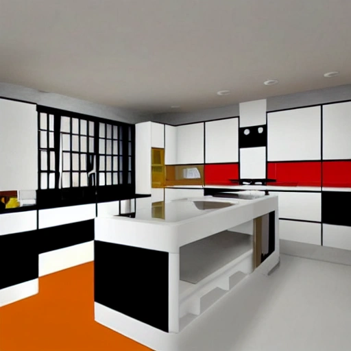 Create a kitchen designed by Piet Mondrian, Trippy