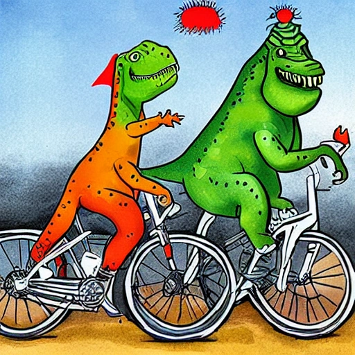 dinodaurio anda en bicicleta, Cartoon