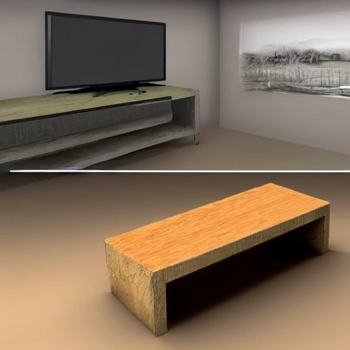 Generate an image of a room with a TV on a rough wooden table. The TV should be playing a news program with a breaking news story as the background. The room should be dimly lit and have an old and worn appearance. The table and TV should be the main focus of the image, with the background being the news story playing on the TV., Pencil Sketch