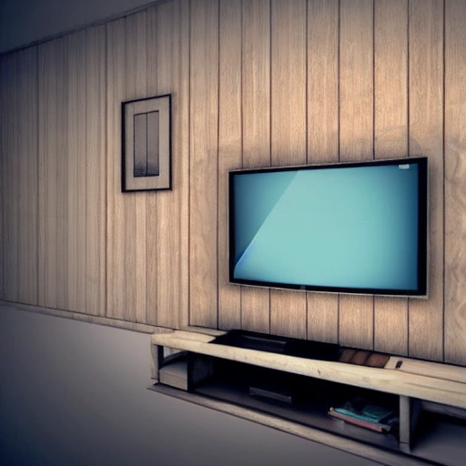 Generate an image of a room with a TV on a rough wooden table. The TV should be playing a news program with a breaking news story as the background. The room should be dimly lit and have an old and worn appearance. The table and TV should be the main focus of the image, with the background being the news story playing on the TV., Pencil Sketch