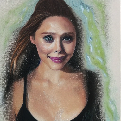 Elizabeth Olsen taking shower , 3D, Oil Painting, Water Color