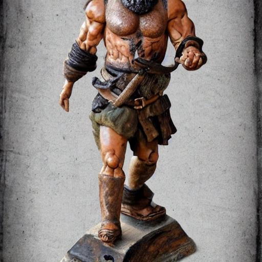 The pirate with a wooden leg is a rugged and weathered figure, with a rough and tough exterior that exudes strength and resilience. He has a broad chest, thick arms, and a muscular build, giving him a sturdy and imposing appearance. His face is weathered and tanned, with a thick beard that covers his chin and cheeks. He has deep-set eyes, a strong jawline, and a determined expression that conveys his fearless spirit.

He wears a classic pirate outfit, consisting of leather breeches, a white cotton shirt with rolled-up sleeves, and a wide-brimmed hat with a bandana tied around the base. His boots are made of durable leather, and he wears a sash around his waist that holds his sword, pistol, and a bag of loot.

One of the most distinctive features of the pirate with a wooden leg is, of course, his leg. He has a wooden prosthetic that he uses to stand firmly on deck and navigate through rough waters. The wooden leg is carved with intricate designs and details, and it is often decorated with metal studs or banding to give it a sturdy and rugged appearance.

Overall, the pirate with a wooden leg is a rugged and imposing figure, with a fearless spirit and a rough and tumble appearance that embodies the adventurous spirit of the high seas., Oil Painting, Cartoon