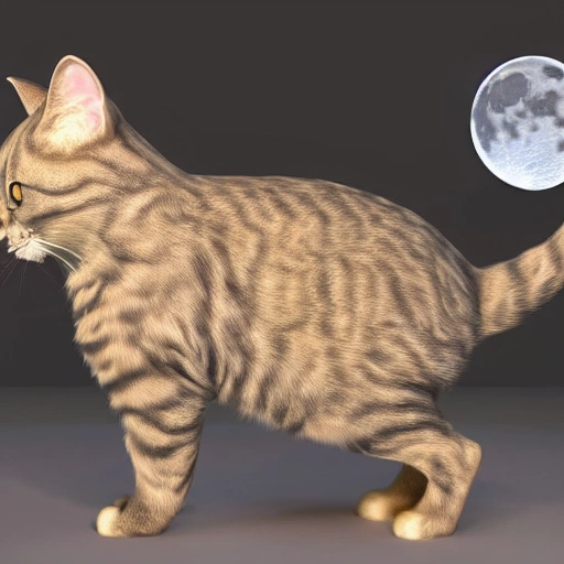 un gato pateando la luna, 3D