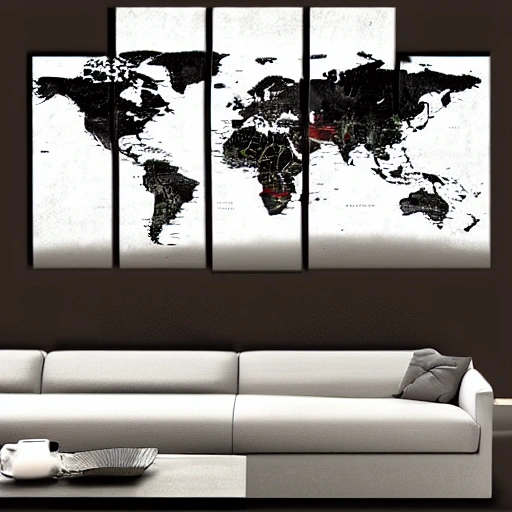 Detailed world map art frame
