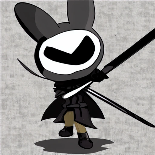 Hollow knight with a sword, carton style