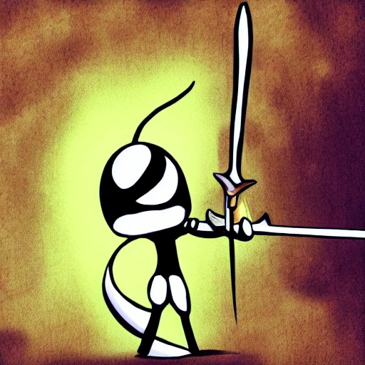 Hollow knight with a sword, cartoon style