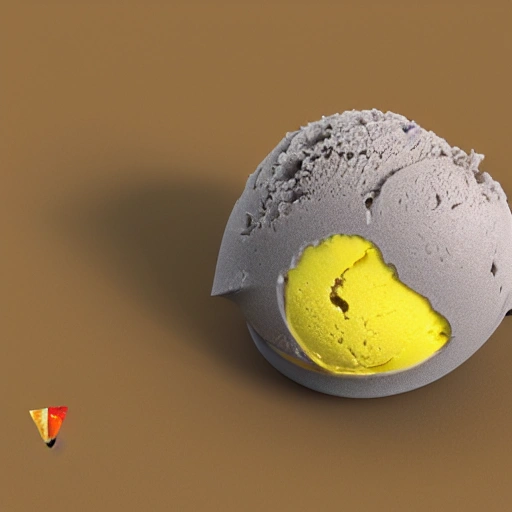 tasty ice cream, grey and yellow, 3D