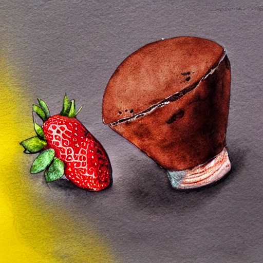  chocolate and strawberry ice cream, grey and yellow background, 3D, Water Color