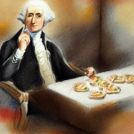 george washington comiendo arepas, Pencil Sketch, Water Color