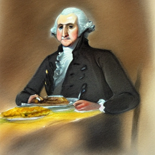 george washington comiendo arepas, Pencil Sketch, Water Color, Oil Painting