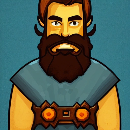 portrait of a badass,handsome gamer man, with beard, short hair, in vintage style, word of warcraft
, Trippy, Cartoon