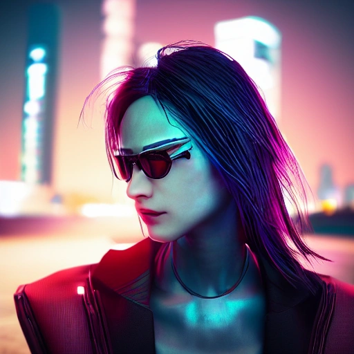 side close up portrait of 1 cyberpunk girl, detailed face, spotlight, cyberpunk city, wired, multicolored, vibrant high contrast, hyperrealistic, photografic, 8k, epic ambient light, octane render