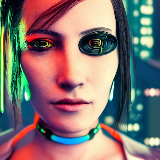 side close up portrait of 1 cyberpunk girl, detailed face, spotlight, cyberpunk city, wired, multicolored, vibrant high contrast, hyperrealistic, photografic, 8k, epic ambient light, octane render