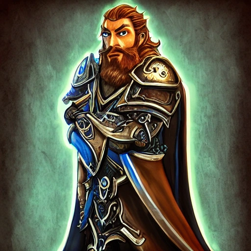 portrait of a badass,handsome gamer man, with beard, black hair, in vintage style, starcraft, arthas menethil, frost lich king, Water Color