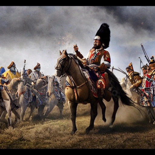 Imagine a mighty Ukrainian Cossack in the midst of an important historical moment, demonstrating his skill and bravery as he makes a decisive move that will change the course of history, 4k quality, detailed body, 8k quality, insightful historical picture