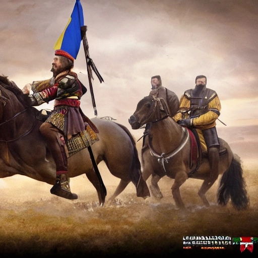 Imagine a mighty Ukrainian Cossack in the midst of an important historical moment, demonstrating his skill and bravery as he makes a decisive move that will change the course of history, 4k quality, detailed body, 8k quality, insightful historical picture